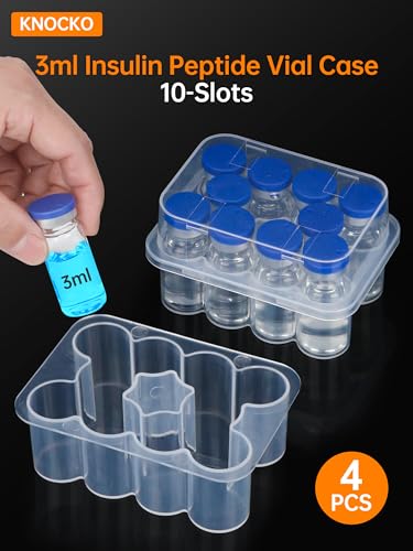 10-Slot 3ML Peptide Case for Fridge, 4PCS Vial Holder for Glass Vial - color: 3ml Peptide Case 10-slot 4-pack, size: 10slots for 3ml 4pack
