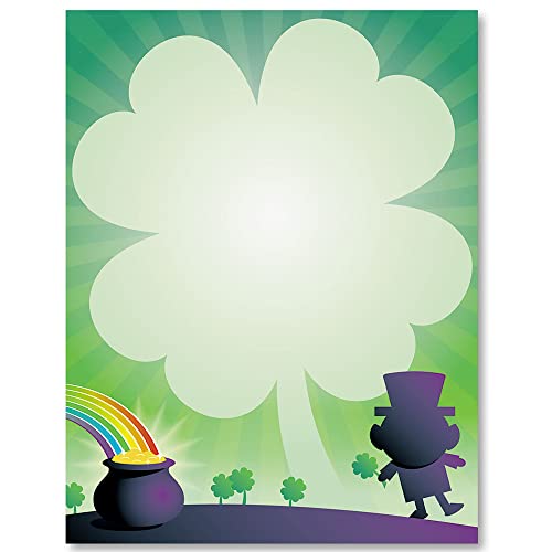 PaperDirect Lucky Leprechaun St. Patrick’s Day Border Papers, Leprechaun, Pot of Gold, and Rainbow Design, 8.5 x 11, Acid-Free, Ideal for Invitations, Flyers, Letters, Posters, Cards, 25 Sheets - color: Lucky Leprechaun