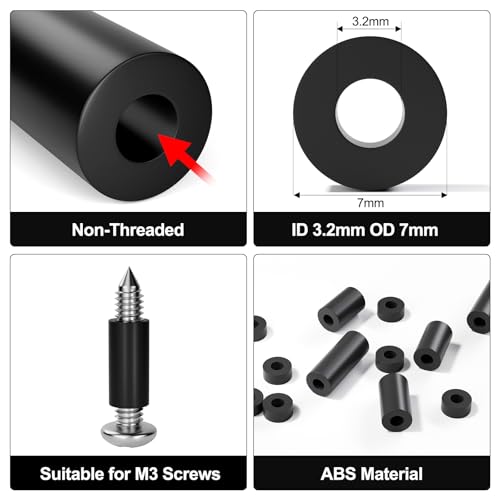Exqutoo Black ABS Round Washers ID 3.2mm, OD 7mm - color: Black/3.2mm