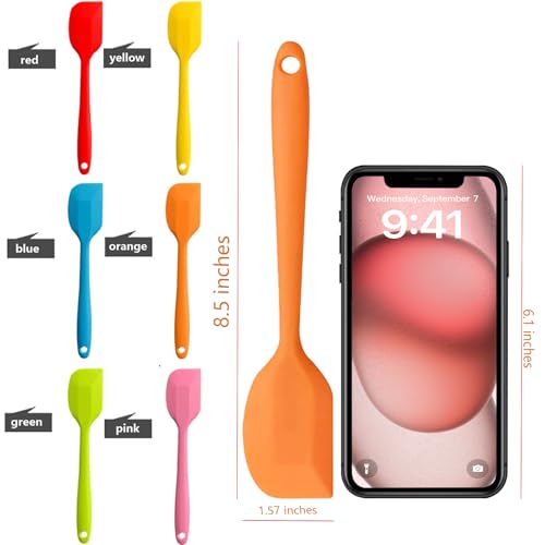 8 Pieces Silicone Spatulas,8.5 inch Non-stick Spatulas with Stainless Steel Core,Heat Resistant-500℉, One Piece Design,Food Grade Silicone, Dishwasher Safe, for Mixing,Cooking,Baking (8.5 inch) - size: 8.5 INCHES
