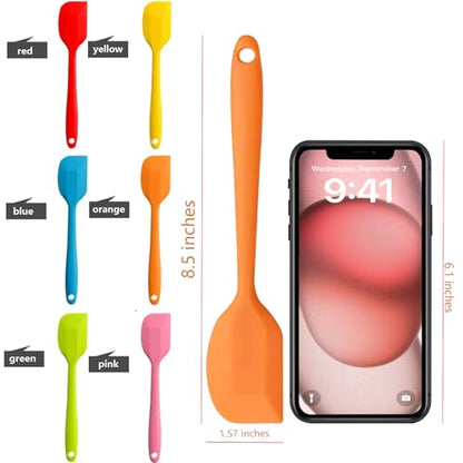 8 Pieces Silicone Spatulas,8.5 inch Non-stick Spatulas with Stainless Steel Core,Heat Resistant-500℉, One Piece Design,Food Grade Silicone, Dishwasher Safe, for Mixing,Cooking,Baking (8.5 inch) - size: 8.5 INCHES