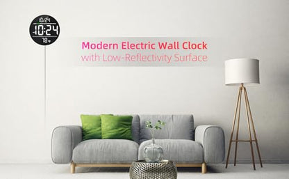 Digital Wall Clock with Large LED Display, Date, Temperature, Auto-Brightness | Small [PLUG-IN] Clock | Modern Electric Wall Clock for Bedroom, Classroom, Living Room, Home, Office, Farmhouse – White - color: White