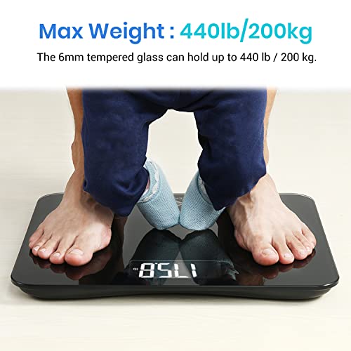 Etekcity Digital Body Weight Bathroom Scale, 440 lb Extra Wide Platform - color: Black, size: 13.8 x 11.8 inches