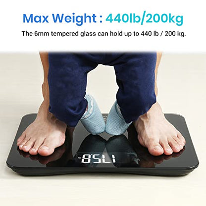 Etekcity Digital Body Weight Bathroom Scale, 440 lb Extra Wide Platform - color: Black, size: 13.8 x 11.8 inches