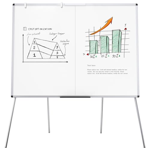 VIZ-PRO Magnetic Whiteboard Easel, Foldable, 48 x 36 Inches - size: 48"W x 36"H