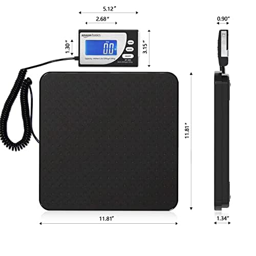 Amazon Basics Digital Shipping Postal Scale with Tare Function, Heavy Duty Weighing Platform, 660 lb Capacity, 1 Ounce Readability, Portable, Black - size: 660 lb