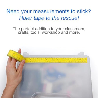 ChromaLabel 1 Inch Adhesive Measuring Tape with Ruler, Yellow, Case of 10 - color: Yellow, size: 1" Wide Pack of 10