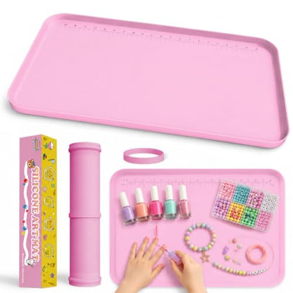 Silicone Mats for Crafts with 0.7" High Edges & Non-Slip, 24" x 16" - color: Pink, size: 24" x 16"
