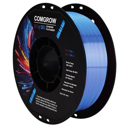 Comgrow Silk PLA 3D Printer Filament, Dual Color 2 in 1 Blue and Rose Red, 3D Printing PLA Filament 1.75mm, Dimensional Accuracy +/- 0.02 mm, 1KG Spool, Coextrusion Shiny Silk 3D Filament - color: Blue&rose Red