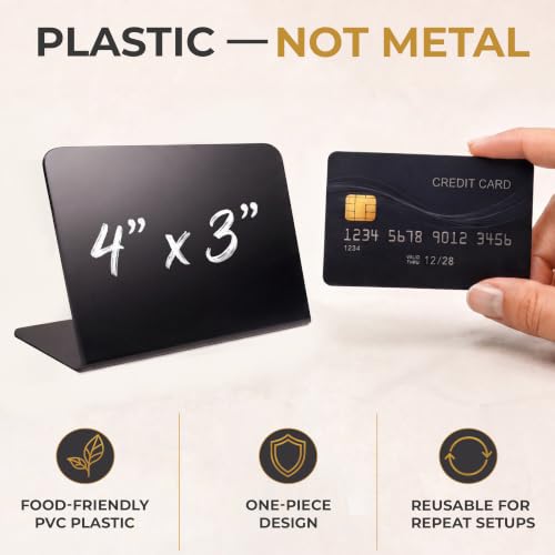 10 Pack Mini Chalkboard Signs 3x4 inch – Erasable Food Signs for Buffet - Catering - Bakeries & Parties - Small Black Chalkboard Labels - Tabletop Displays & Wedding Chalk Board Name Plates - style: L10