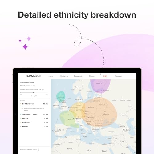 MyHeritage DNA Test Kit: Genetic Testing for Ancestry & Ethnicity Covering 2,114 Geographic Regions and DNA Matching to Relatives, White, 12 Count (Pack of 1)