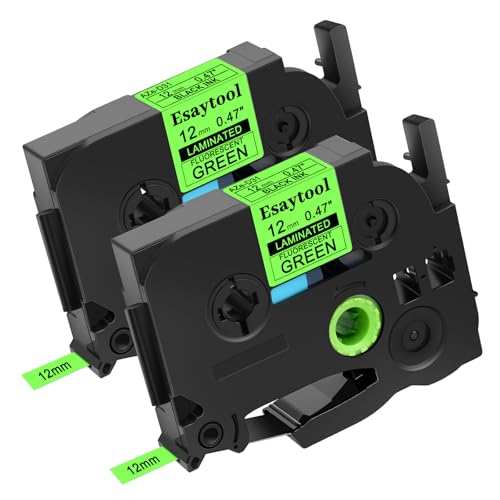 2 Pack Esaytool Replacement for P-Touch TZe-D31 12mm Black on Green - color: Black on Fluorescent Green, size: 12mm