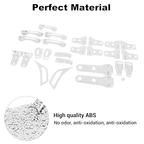 JWWY Complete Exterior Cover Trim Kit for 2018–2026 Jeep Wrangler JL JLU, Full Coverage Door Handle Hood Hinge Hood Latch Side Air Vent Rear Tailgate Window Hinge Covers, 43PCS White - color: White