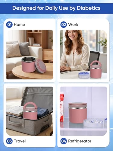 3ml Peptide Case for Fridge & Travel, 28-Slot Insulated Stainless Steel Jar - color: Pink