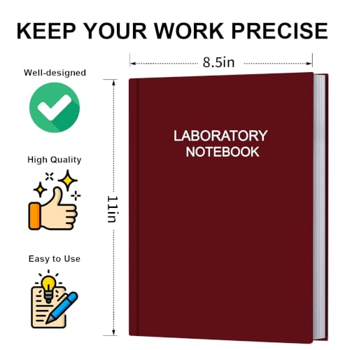 Lab Notebook/Laboratory Notebook - (.25" Grid Format), Laboratory Notebook Quad Ruled Science Lab Book with Grid Pages: Table of Contents for Chemistry, Physics, Biology, 8" x 10", Red - style: Red