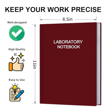 Lab Notebook/Laboratory Notebook - (.25" Grid Format), Laboratory Notebook Quad Ruled Science Lab Book with Grid Pages: Table of Contents for Chemistry, Physics, Biology, 8" x 10", Red - style: Red