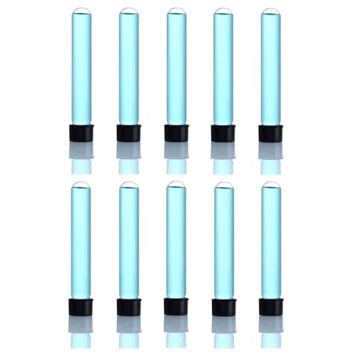 13x100mm Glass Test Tubes with Black Screw Caps, 8ml Boro Glass Test Tubes for Scientific Experiments, Candy Storage, Party and Home Decorations, Plant Propagation and Holiday Gifts, HUAOU, Pack of 10 - size: 13x100