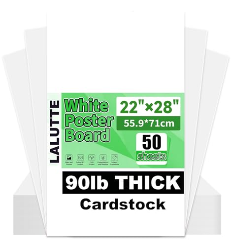 50Pcs White Poster Board 22"X28", 250 GSM Thickness Poster Paper, Glossy& Matte Side Large Posterboard, Poster Board Bulk For School Arts Crafts,Project Presentations,Drawing,Office,Displays,Signs - size: 22"x28"--50Pcs