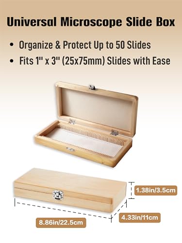 Wooden Microscope Slide Storage Box, Durable Specimen Storage Cabinet for 50 Slides, Laboratory Sample Kit, for Biological Science Lab Education- Ideal Accessories for Dexter Blood Slide Box