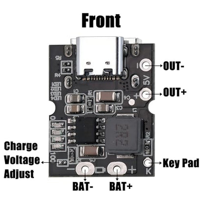 5Pcs Type-C 5V 2A Lithium Charger Boost Power Module with LED