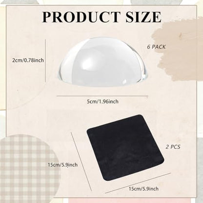 6 Pcs 1.96 Crystal Dome Magnifier Paperweights - Glass Paperweight