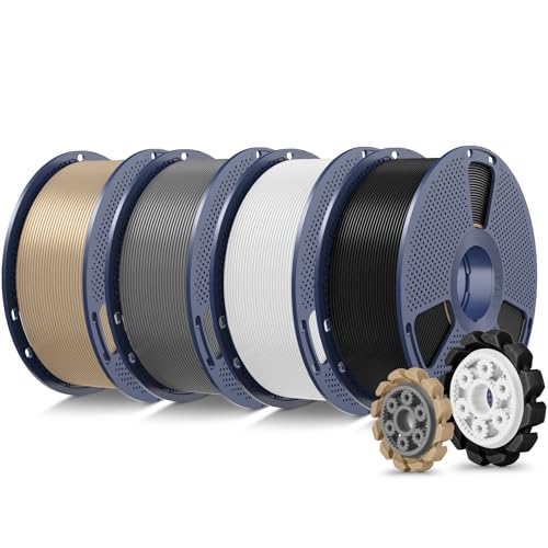SUNLU PLA+2.0 3D Printer Filament, Multicolor, 4-Pack (4KG) - color: 1kg*4 Black+white+grey+oak Wood, size: 4kg