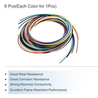MECCANIXITY 30 Gauge PVC Hookup Wire 1.5m/5ft 30AWG Flexible Electrical Wire UL1007 Tinned Copper Stranded 6 Color, 1mm Dia for Model Aircraft Electric Appliances Internal Connect - size: 1.5m, 30AWG