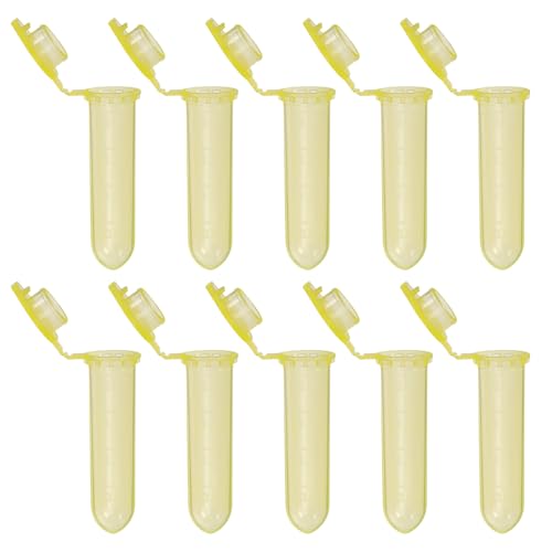 PATIKIL 2ML Plastic Centrifuge Tubes, 1000 Pcs Round Bottom Centrifuge Tube with Snap Cap and Graduated Marks for Laboratory Sample, Yellow - color: Yellow