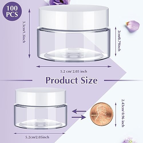 SATINIOR 100 Pcs Plastic Jars with Lids Small Containers Lids Wide Mouth Small Plastic Containers for Lotion Cream Rhinestones Body Butters Travel Storage(1 oz,White) - color: White, size: 1 oz