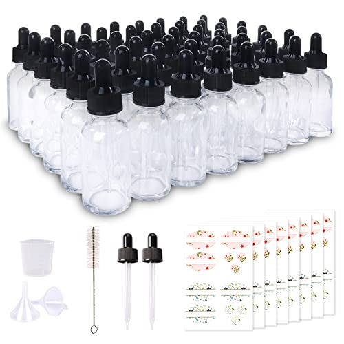 48 Pack 1oz Clear Glass Bottles with Glass Eye Droppers - color: Clear-48pack