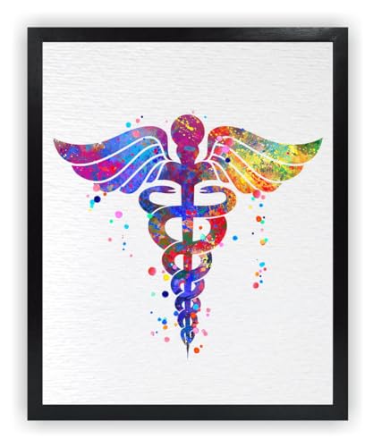 Dignovel Studios 24X30 Unframed Caduceus Medical Symbol Science Clinic Watercolor Art Print Poster Housewarming Giclee Office Home Decor DN542 - size: 30"L x 24"W