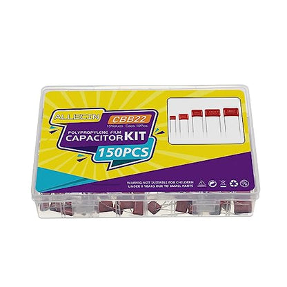 150PCS Metallized Polypropylene Polyester Film Capacitors Kit 0.001uF 0.0022uF 0.0033uF 0.0047uF 0.068uF 630V and 0.01uF 0.1uF 0.022uF 0.22uF 0.033uF 0.33uF 0.047uF 0.47uF 0.15uF 0.56uF 400V
