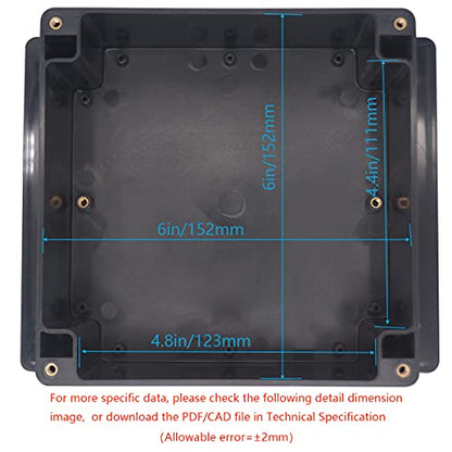 Junction Box, Zulkit Project Box Waterproof Dustproof IP65 ABS Universal Electrical Boxes Enclosure with Fixed Ear Black 6.30 x 6.30 x 3.54 inch (160 x 160 x 90 mm)(Pack of 1) - size: 6.30" x 6.30" x 3.54"(Pack of 1)