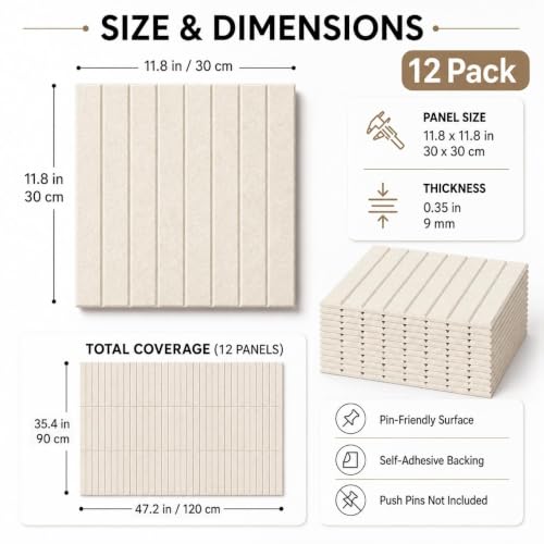 Stripe Felt Bulletin Board Tiles, Cork Board Alternative 48 x 36 in - color: Oatmeal, size: 48" x 36"