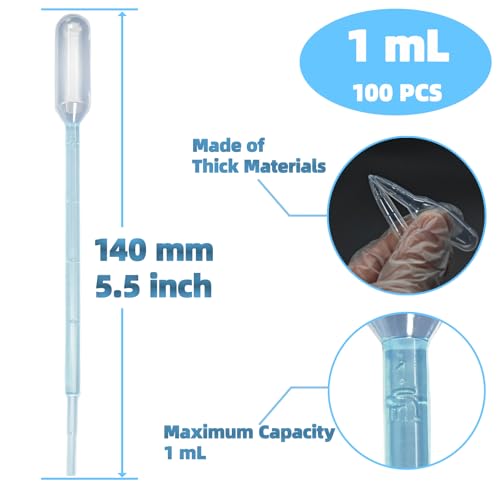 Zkupanx 1mL Pipettes Dropper 100PCS Disposable Plastic Transfer Pipettes - size: 1 mL