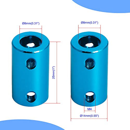 8mm to 8mm Rigid Couplings Set Screw Shaft Stepper Motor, Length 25mm / 1" Motor Coupler Connector Rigid with Screw for 3D Printer, RC Robot, Car Model Shaft, CNC Machine, DIY Encoder 4 Pcs - size: 8mm to 8mm, style: Blue