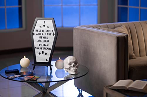 Nomnu Coffin Letter Board, White Goth Decor w/Bat Stickers, Spooky Emojis - color: White
