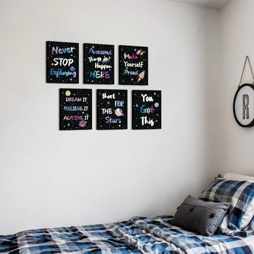CHDITB Space Themed Canvas Wall Art, Galaxy Inspirational Quotes Decor, Outer Space Motivational Framed Poster, Astronaut Room Wall Art, Celestial Kids Bedroom Decoration, Cosmic Nursery Prints 8”X10”X6 - color: Outer Space 3, size: 12"L x 16"W