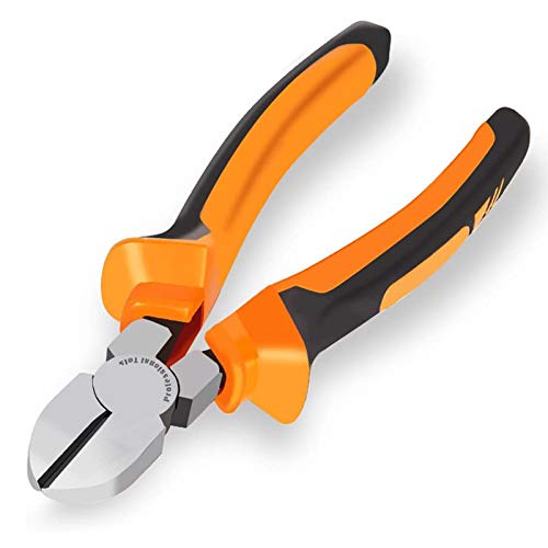 BOENFU Wire Cutters Heavy Duty Diagonal Pliers CRV Steel Comfort Grip - color: 6 Inches - 1 Pack - Orange Handle - Diagonal Cutters
