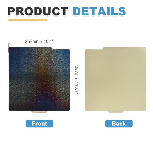 MECCANIXITY PEI and PEY Build Plate 257x257mm, PEI Gold and PEY Starry Sky Sheet Spring Steel Build Plate for Bambu Lab P1P/P1S /X1/X1C/A1 3D Printer - size: 257x257mm, style: PEI Gold and PEY Starry Sky