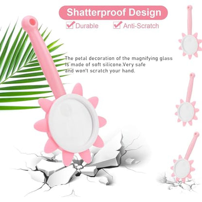 Rongon 10X Kids Magnifying Glass Handheld Magnifier for Children (Pink) - color: Pink