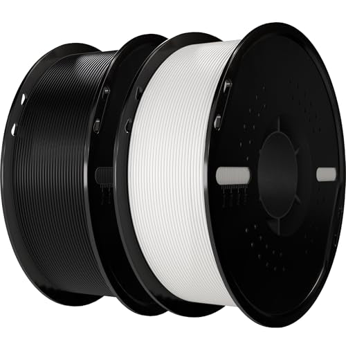 PLA+ Filament 1.75mm White/Black 2KG, Dimension Accuracy +/- 0.02mm - color: Black(1pc)white(1pc)