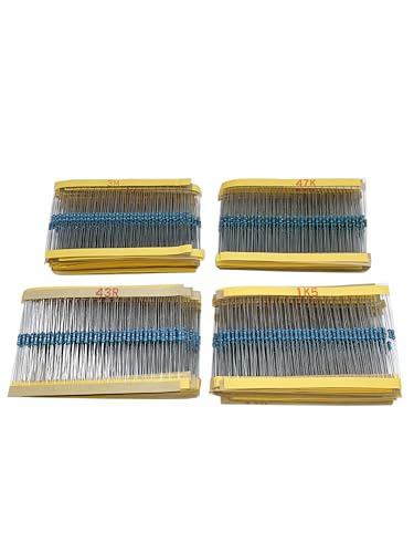 2600Pcs 130 Values Resistor Kit, 1 Ohm-3M Ohm with 1% 1/4W Metal Film Resistors Assortment Kit for Electronic Projects