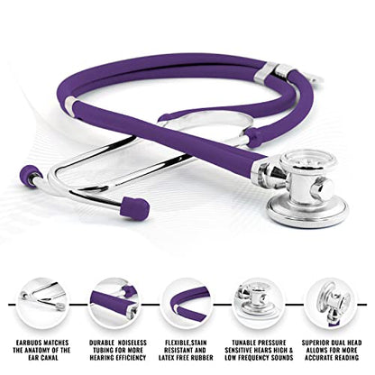 ASA TECHMED Nurse EMT Starter Pack Stethoscope, Blood Pressure Monitor and Trauma 7.5" EMT Shear Ideal Gift for Nurses, Medical Students, Firefighters, Police and Personal Use (Purple) - color: Purple