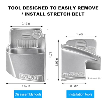 povtii 2 PCS Stretch Belt Mate Kit, Stretch Belt Remover Installer Tool Set, Stretch Belt Tool for Car Truck Trolley Cart and Other Vehicle, Universal Tool Car Accessories