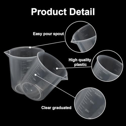 Waziaqoc 500ml/17oz Plastic Graduated Beaker, 6 Pack - size: 4.18 x 3.94 Inch