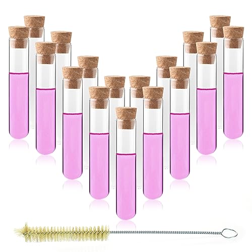 50pcs 16ml Glass Test Tubes with Cork Stoppers and Brush, LVH006 - color: 50-Pack 16ml(0.54oz) with Cork Stoppers & Brush