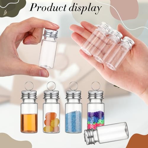 Bokon 25 Set 10ml Mini Plastic Bottles with Ring Lids, Eye Screws, Funnels - color: Sliver, style: Ring Style