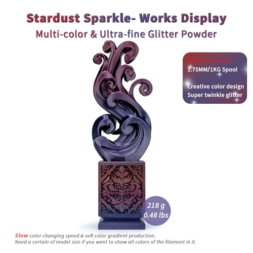 ZIRO Slow Color Gradient 1.75mm PLA, Fit Most 3D Printer, Stardust Sparkle - color: Stardust Sparkle