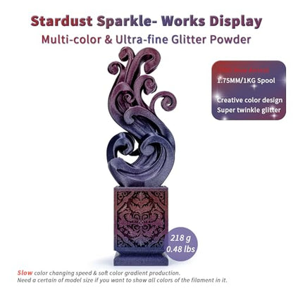 ZIRO Slow Color Gradient 1.75mm PLA, Fit Most 3D Printer, Stardust Sparkle - color: Stardust Sparkle